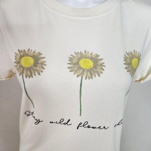 NWT‎ Project Karma Stay Wild Flower Child Crew Neck Tee Yellow Size Small - Picture 2 of 12